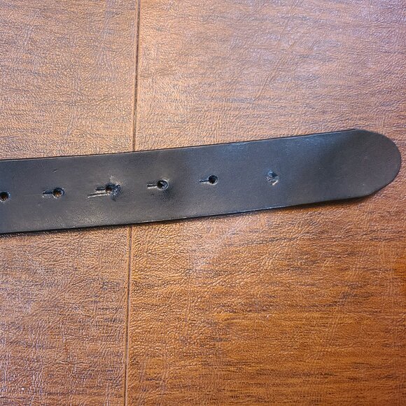 Timberland Tree Logo Black Leather Belt with Silver Buckle - Picture 2 of 7